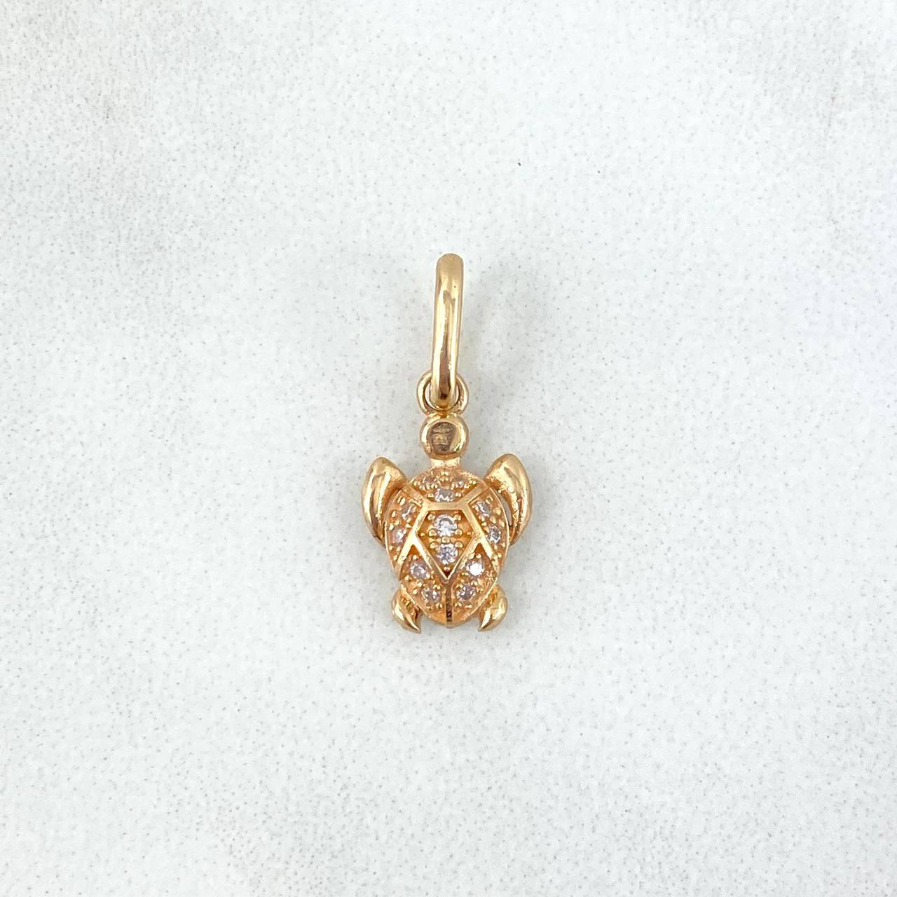 Pendant Turtle 0.8gr / 1.8cm / White Zircons Yellow Gold