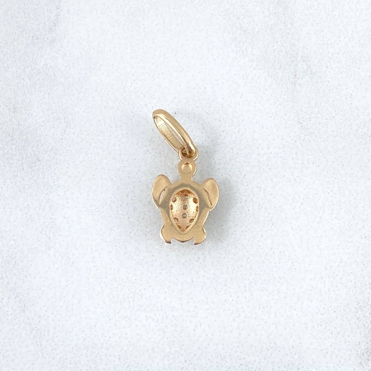 Pendant Turtle 0.8gr / 1.8cm / White Zircons Yellow Gold