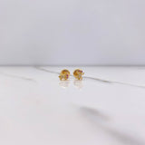 Stud Earrings Frog 0.7gr / White Fuchsia Zircons Yellow Gold $