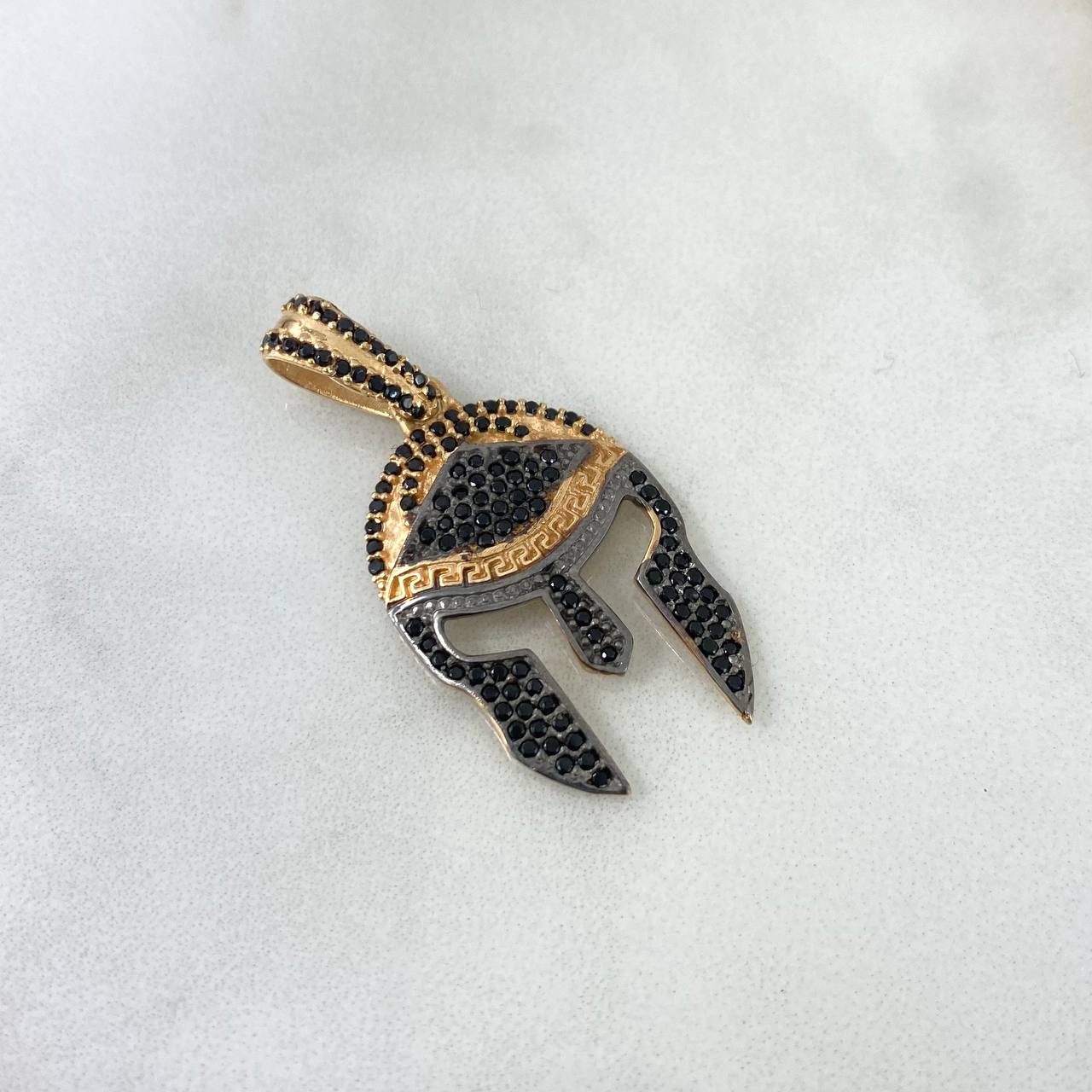 Pendant Trival Helmet 4.7gr / 3.7cm / Black Zircons Rose Gold