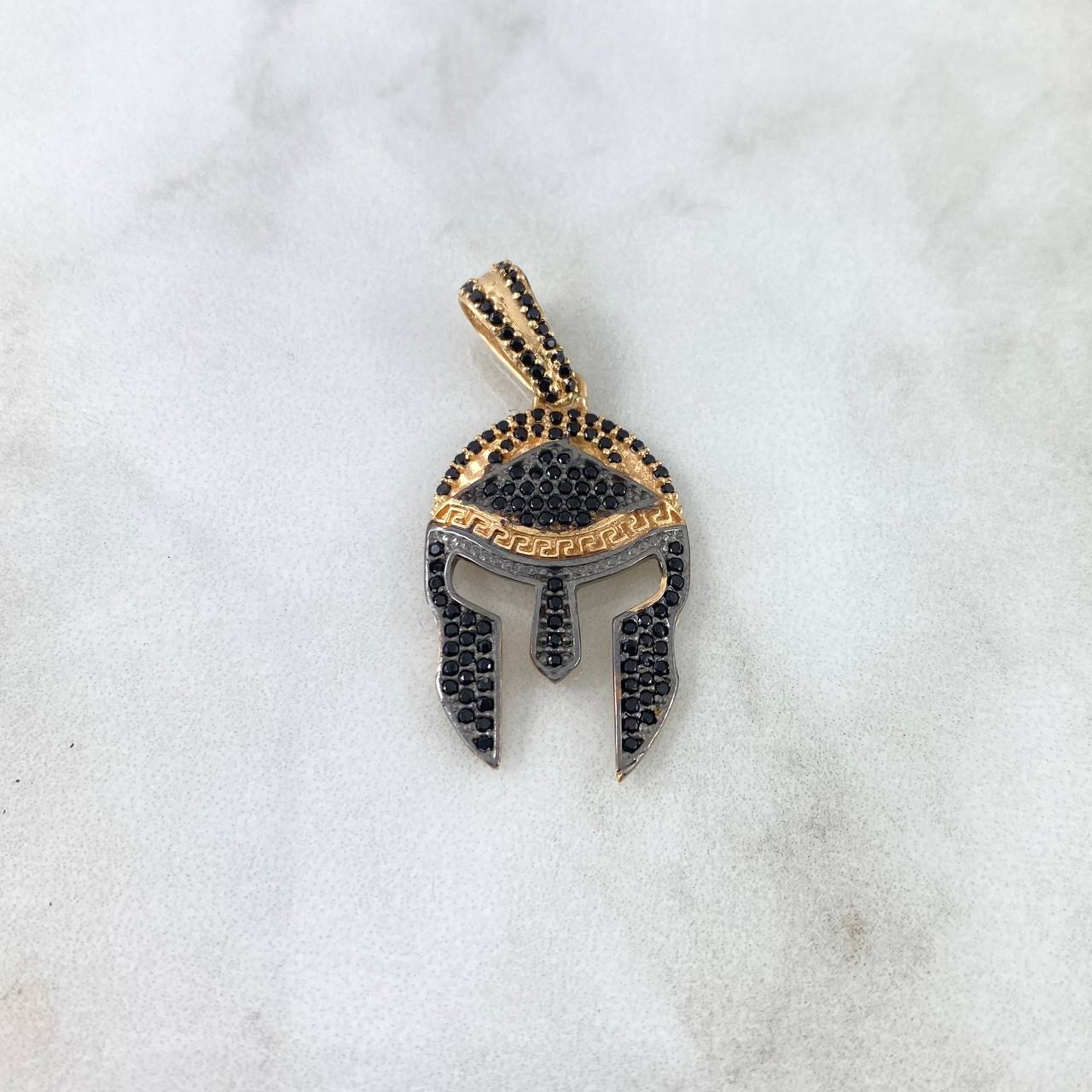 Pendant Trival Helmet 4.7gr / 3.7cm / Black Zircons Rose Gold