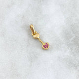 Pendant Vertebral Heart 0.8gr / 1.8cm / Fuchsia Zircons Yellow Gold ©