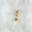 Pendant Vertebral Heart 0.8gr / 1.8cm / Fuchsia Zircons Yellow Gold ©
