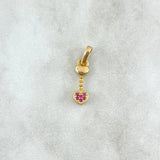 Pendant Vertebral Heart 0.8gr / 1.8cm / Fuchsia Zircons Yellow Gold ©