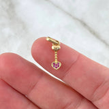 Pendant Vertebral Heart 0.8gr / 1.8cm / Fuchsia Zircons Yellow Gold ©