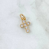 Dije Cruz Tupida 1gr / 2cm / Circones Blancos Oro Amarillo 18K