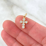 Dije Cruz Tupida 1gr / 2cm / Circones Blancos Oro Amarillo 18K