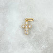 Dije Cruz Tupida 1gr / 2cm / Circones Blancos Oro Amarillo 18K