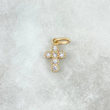 Dije Cruz Tupida 1gr / 2cm / Circones Blancos Oro Amarillo 18K