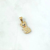 Pendant Cat 2.05gr / 2.3cm / White Zircons Black Eyes Yellow Gold