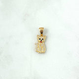 Pendant Cat 2.05gr / 2.3cm / White Zircons Black Eyes Yellow Gold