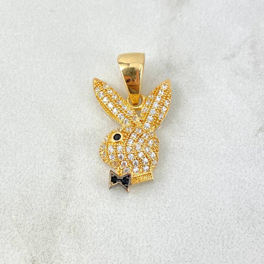 Pendant Bunny PB 1.95gr / 2.2cm / White Black Zircons Yellow Gold