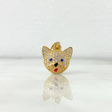 Pendant Cat Face 2gr / 2cm / White Zircons Blue Eyes Yellow Gold ©