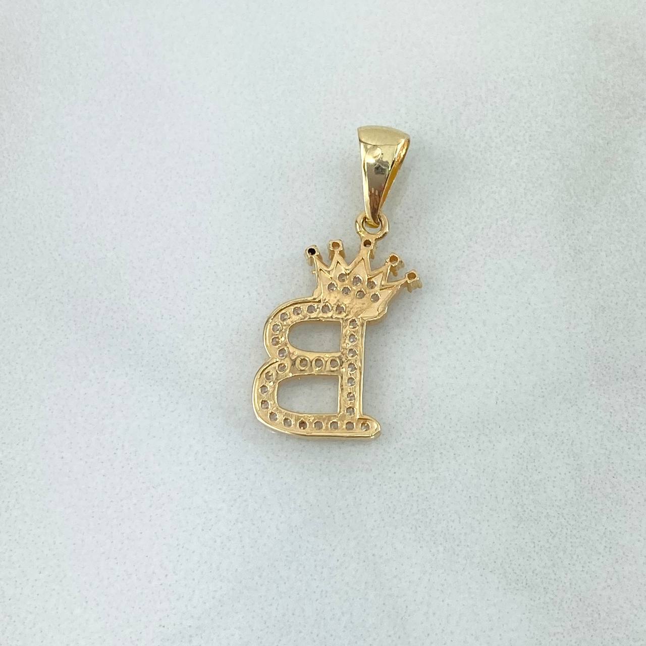 Pendant B Crown 1.85gr / 2.6cm / White Zircons Yellow Gold ©