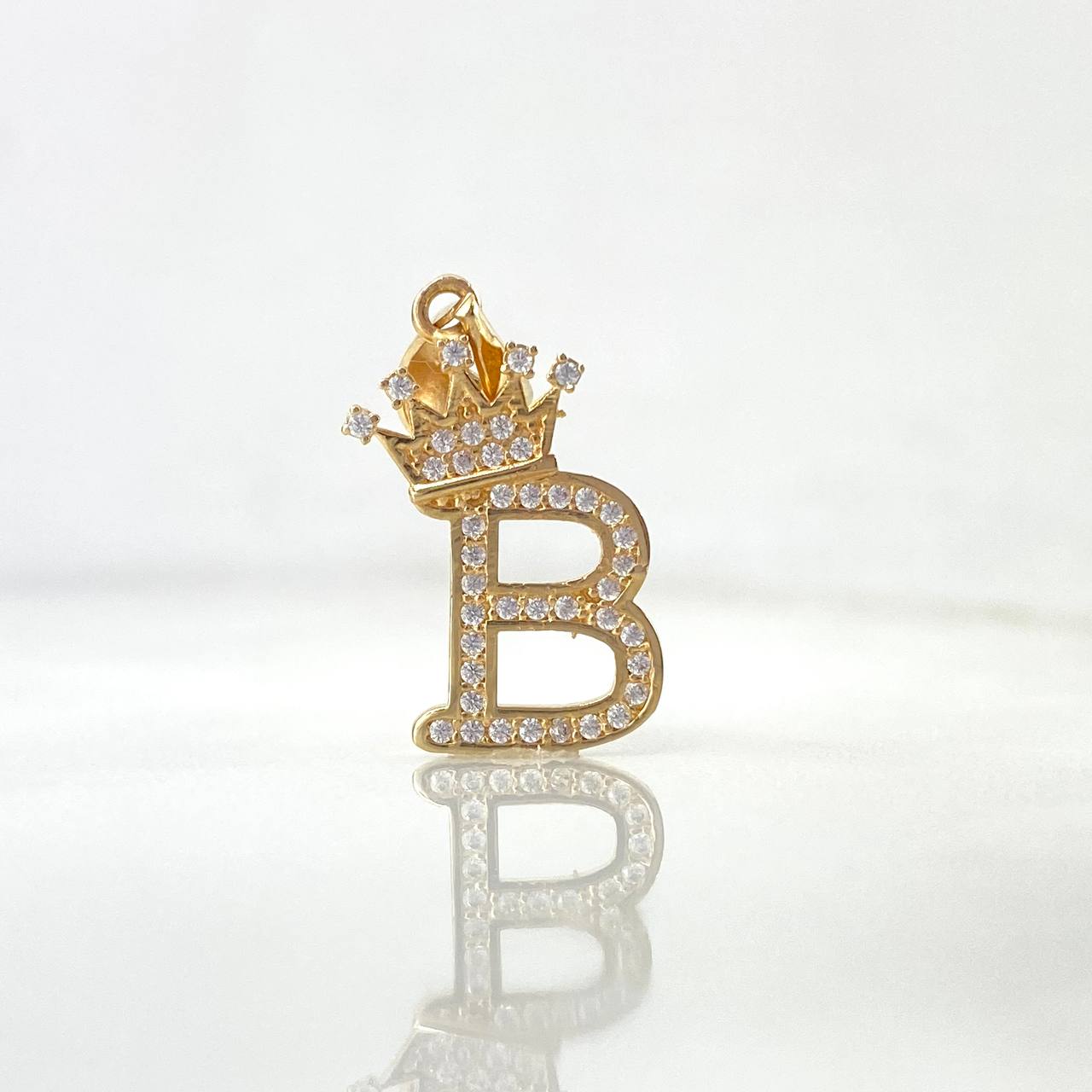 Pendant B Crown 1.7gr / 2.6cm / White Zircons Yellow Gold ©