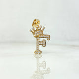 Pendant F Crown 1.75gr / 2.6cm / White Zircons Yellow Gold *