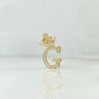Dije Letra G Corona 1.8gr / 2.6cm / Circones Blancos Oro Amarillo ©