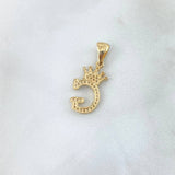 Pendant Letter G Crown 1.75gr / 2.6cm / White Zircons Yellow Gold