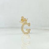 Pendant Letter G Crown 1.75gr / 2.6cm / White Zircons Yellow Gold