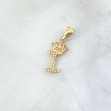 Pendant Letter I Crown 1.5gr / 2.6cm / White Zircons Yellow Gold