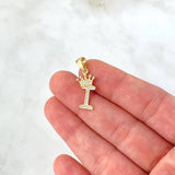 Pendant Letter I Crown 1.5gr / 2.6cm / White Zircons Yellow Gold