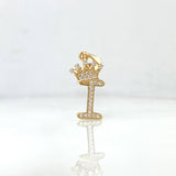 Pendant Letter I Crown 1.5gr / 2.6cm / White Zircons Yellow Gold