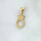 Pendant Letter O Crown 1.45gr / 2.6cm / White Zircons Yellow Gold