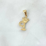 Pendant Letter P Crown 1.7gr / 2.6cm / White Zircons Yellow Gold *