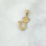 Pendant Letter U Crown 1.6gr / 2.6cm / White Zircons Yellow Gold