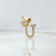 Pendant Letter U Crown 1.6gr / 2.6cm / White Zircons Yellow Gold ©