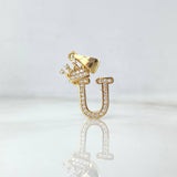 Pendant Letter U Crown 1.6gr / 2.6cm / White Zircons Yellow Gold