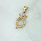 Pendant Letter Q Crown 1.55gr / 2.6cm / White Zircons Yellow Gold ©