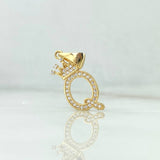 Pendant Letter Q Crown 1.6gr / 2.6cm / White Zircons Yellow Gold