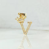 Pendant Letter V Crown 1.6gr / 2.6cm / White Zircons 18K Yellow Gold