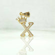 Pendant Letter X Crown 1.6gr / 2.6cm / White Zircons Yellow Gold ©
