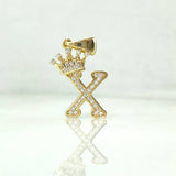 Pendant Letter X Crown 1.6gr / 2.6cm / White Zircons Yellow Gold ©