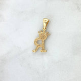 Dije Letra R Corona 1.8gr / 2.6cm / Circones Blancos Oro Amarillo ©