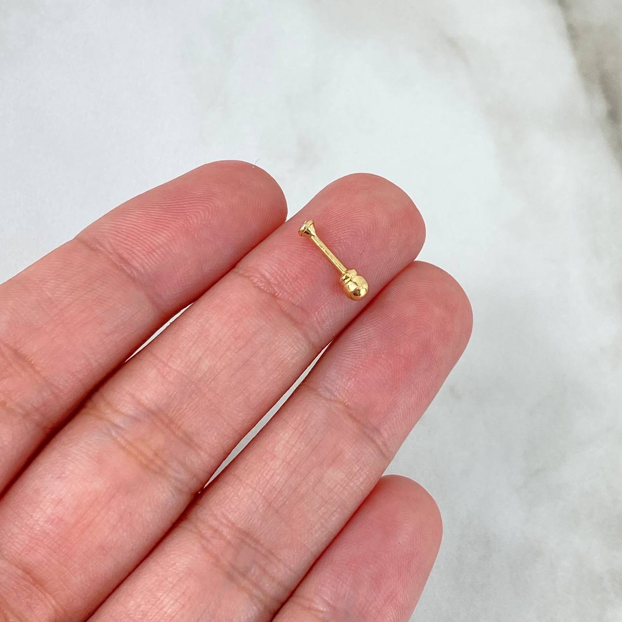Piercing Chispa Fija Bola 0.15gr / 1.1cm / 2mm Lisa Oro Amarillo Nac.Esp. 18K (Joya)