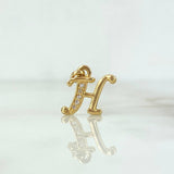 Dije Letra H Cursiva 0.85gr / 1.5cm / Circones Blancos Oro Amarillo