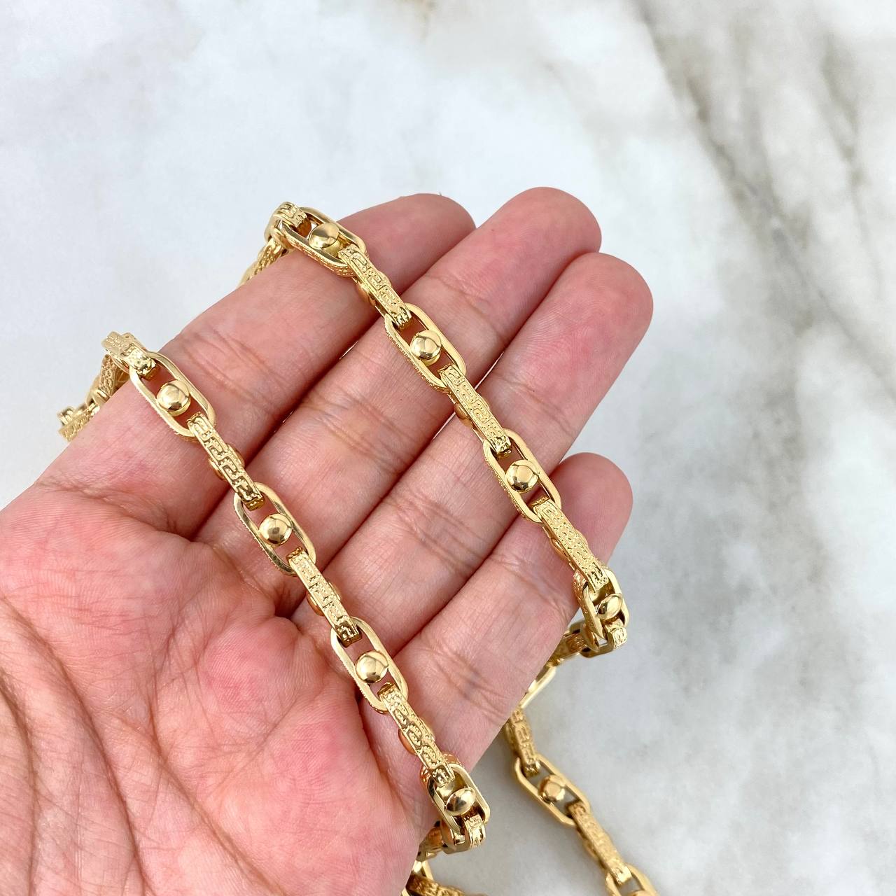 Rustic Tribal Chain 23.9gr / 60cm / 5mm Textured Yellow Gold Point +3 ©