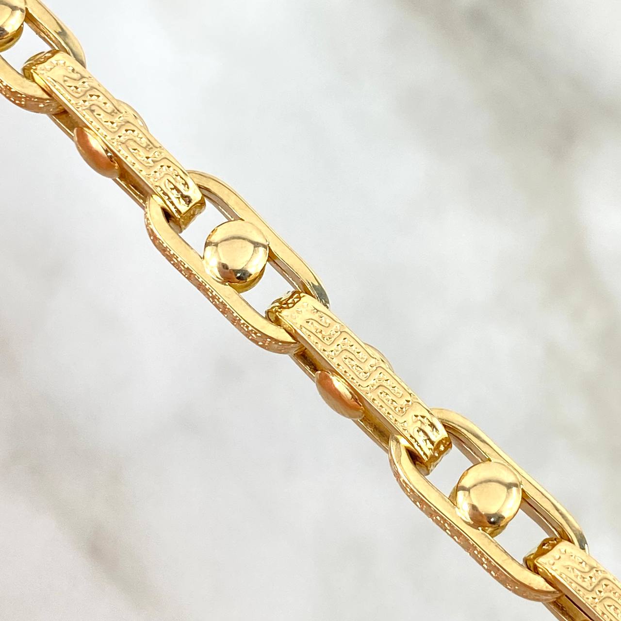 Rustic Tribal Chain 23.9gr / 60cm / 5mm Textured Yellow Gold Point +3 ©