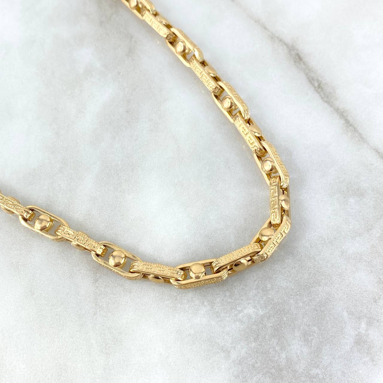 Rustic Tribal Chain 23.9gr / 60cm / 5mm Textured Yellow Gold Point +3 ©