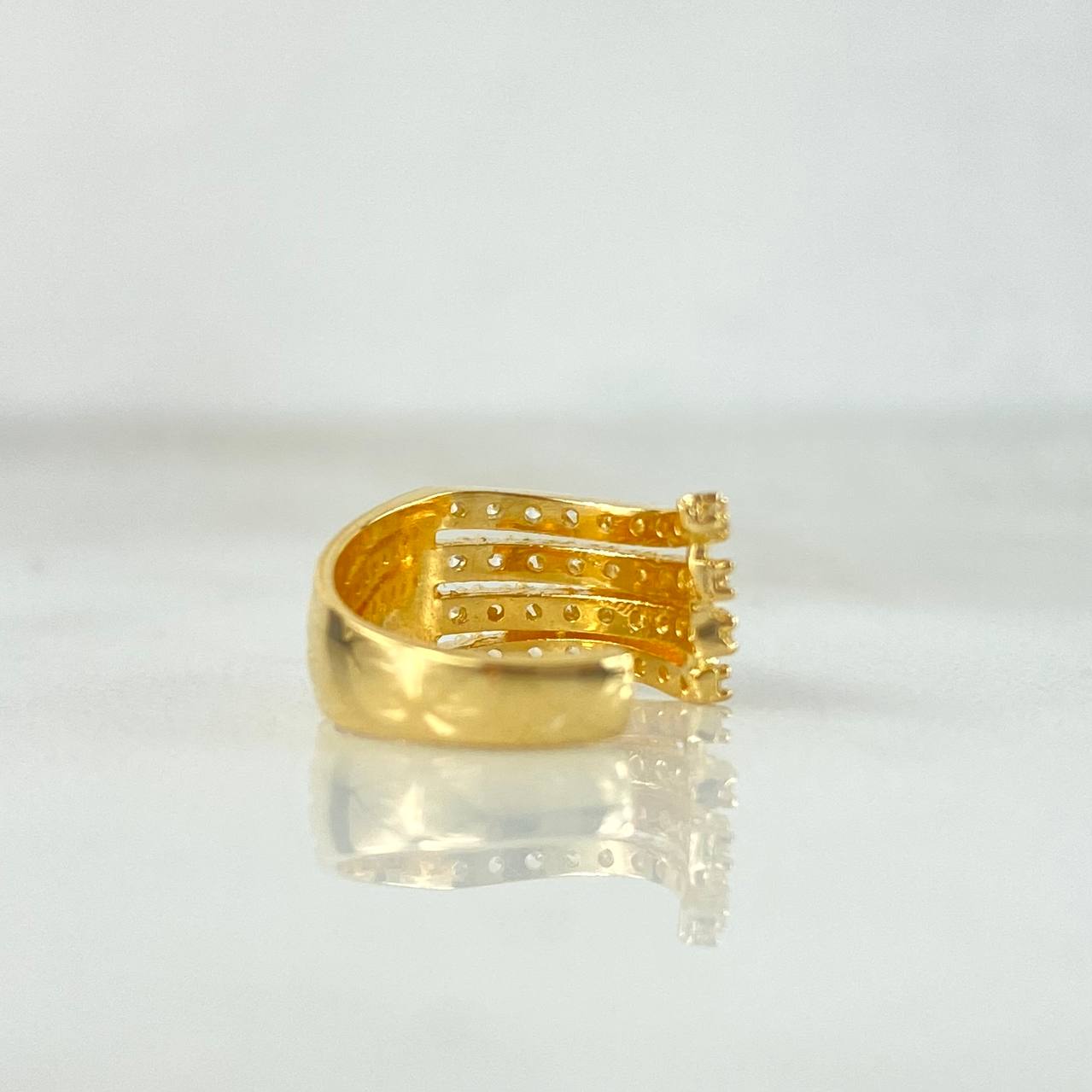 Piercing Earcuff Simulator 1.85gr / 1cm / Four Lines White Zircons Yellow Gold (Jewel) ©