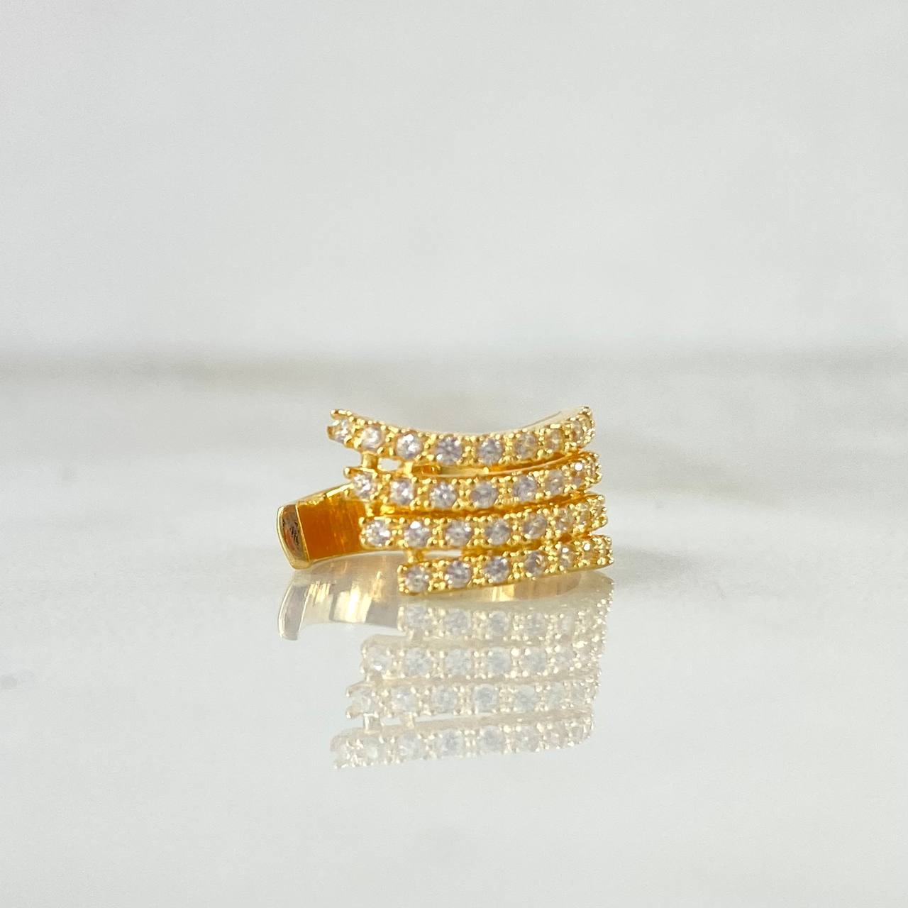 Piercing Earcuff Simulator 1.85gr / 1cm / Four Lines White Zircons Yellow Gold (Jewel) ©