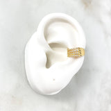 Piercing Earcuff Simulator 1.85gr / 1cm / Four Lines White Zircons Yellow Gold (Jewel) ©
