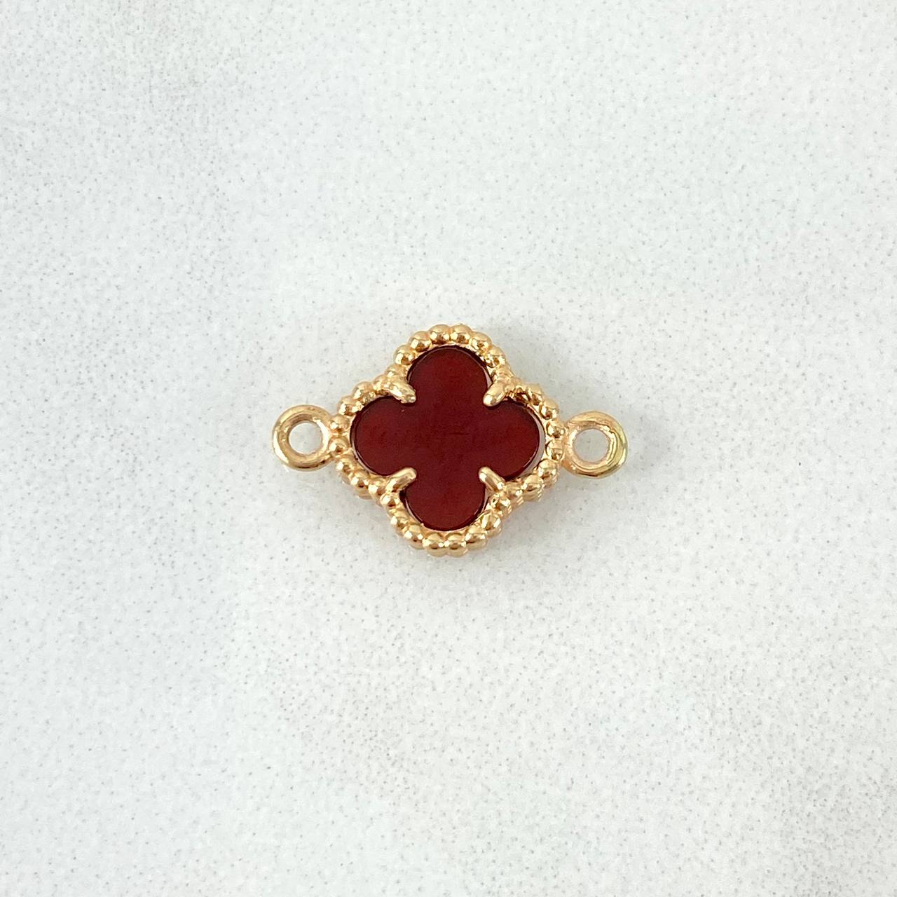 Charm Trébol VCyA 1.3gr / 1.5cm / Red Amber Dotted Yellow Gold