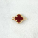 Charm Trébol VCyA 1.3gr / 1.5cm / Red Amber Dotted Yellow Gold