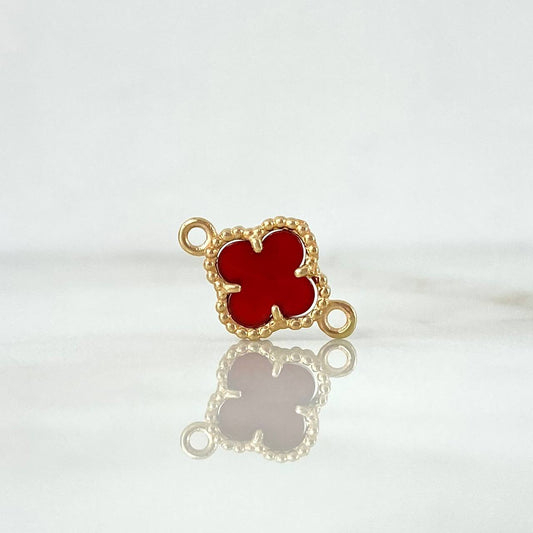 Charm Trébol VCyA 1.3gr / 1.5cm / Red Amber Dotted Yellow Gold