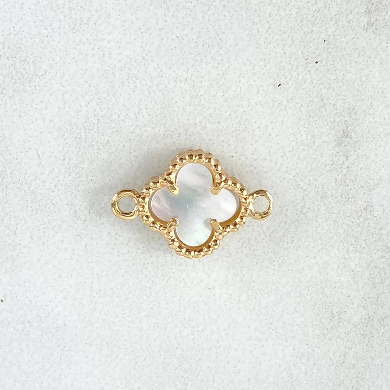 Charm Trébol VCyA 1.2gr / 1.5cm / White Pearl Dotted Yellow Gold