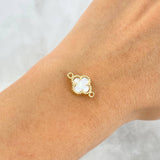 Herraje Trébol VCyA 1.3gr / 1.5cm / Nacar Blanco Punteado Oro Amarillo *